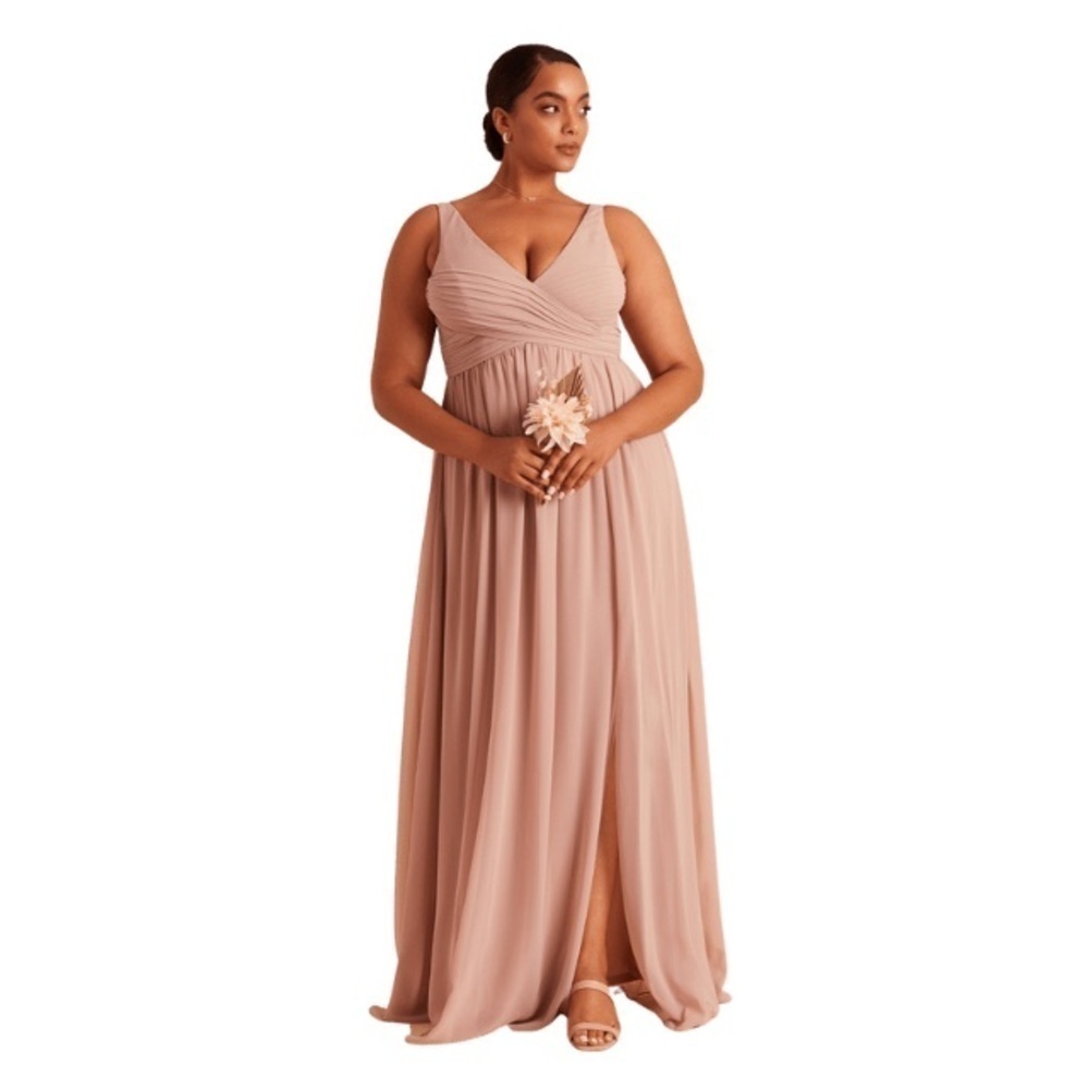 Birdy Grey Laurie Empire Dress in Satin Taupe Size XL